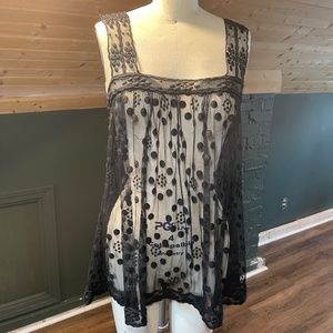BCBG sheer black lace  top